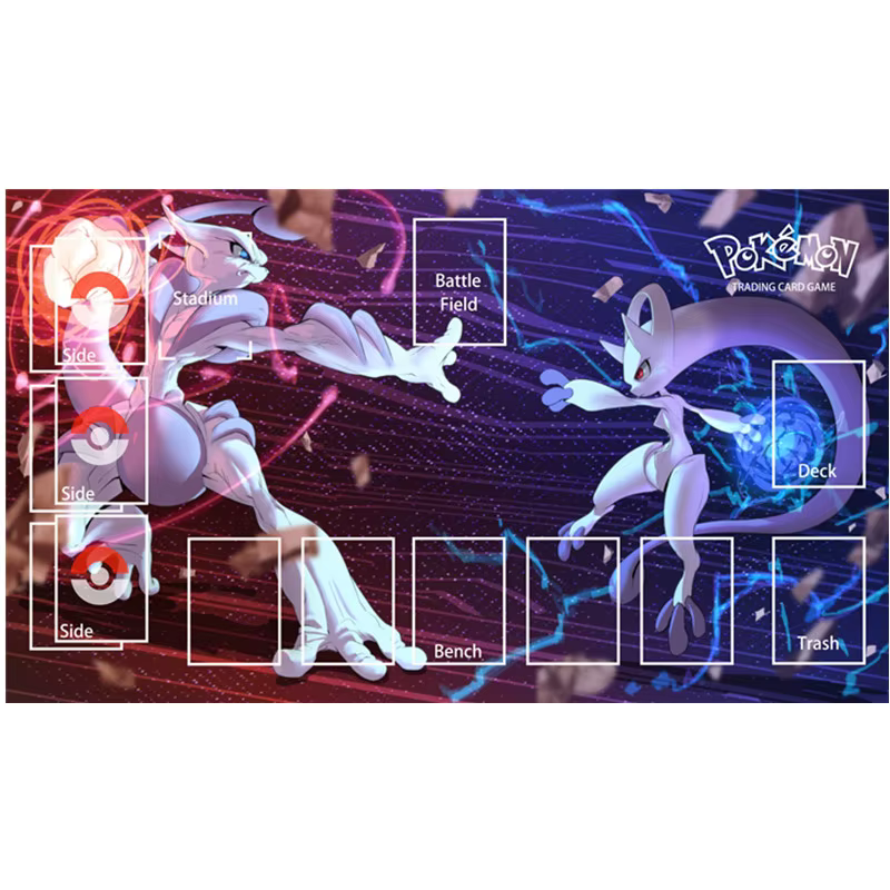 Tapis de jeu Pokémon PTCG Mewtwo Charizard Mew Jirachi, tapis de jeu de cartes à collectionner, tapis de jeu dédié contre les nouveaux tapis de table 60x35cm