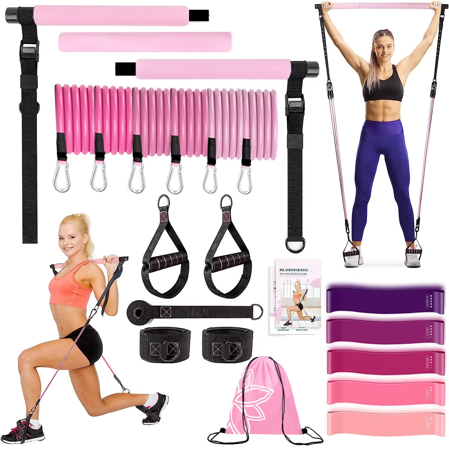Kit de barre de Pilates avec bandes de résistance