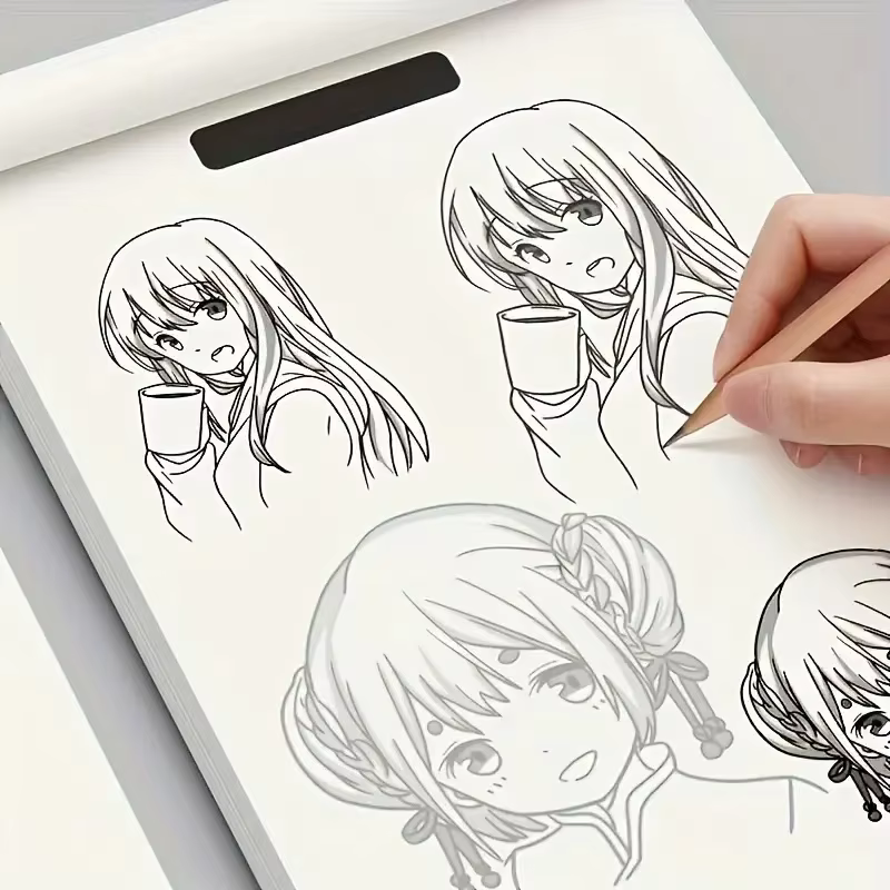 Livre de dessin au trait de personnages d'anime pour débutants – 48 pages de contours simples dessinés à la main pour le traçage et la pratique de la peinture