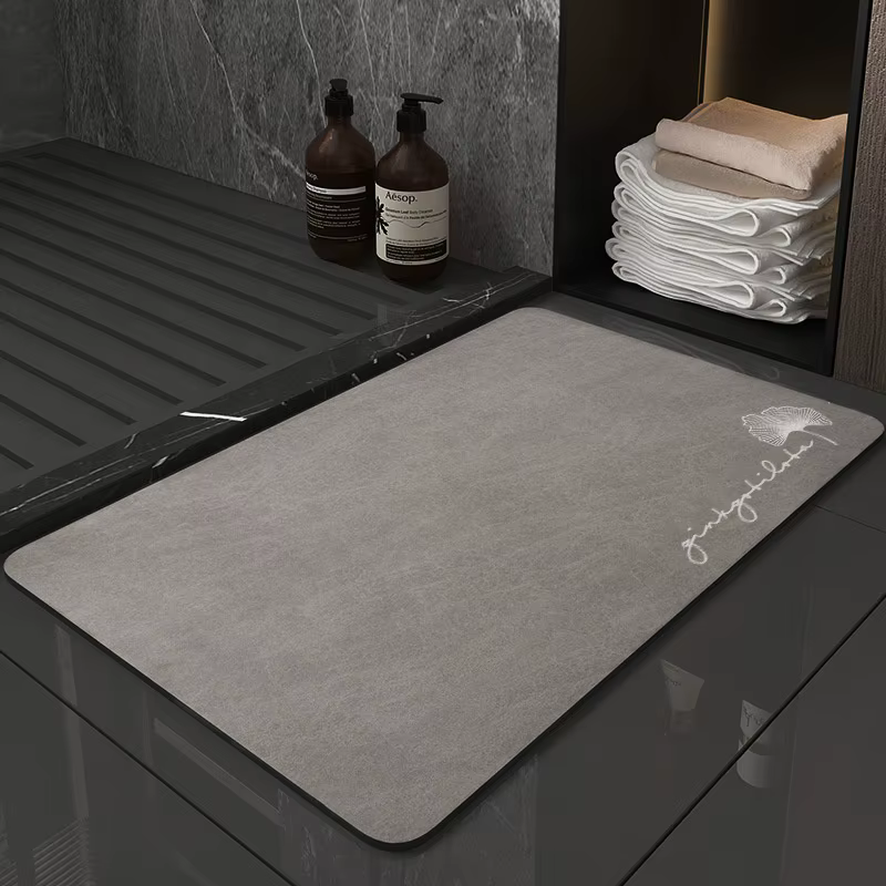 Tapis de sol noir uni, tapis de bain, couleur unie, absorption rapide de l'eau, antidérapant, tapis de sol pour salle de bain