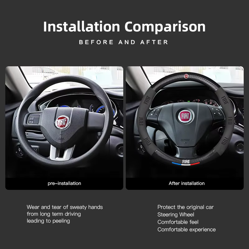 Housse de volant de voiture Fiat, accessoires d'intérieur de voiture pour Abarth 500 Tipo FR Panda Argo Freemont Viaggio Bravo Punto Doblo