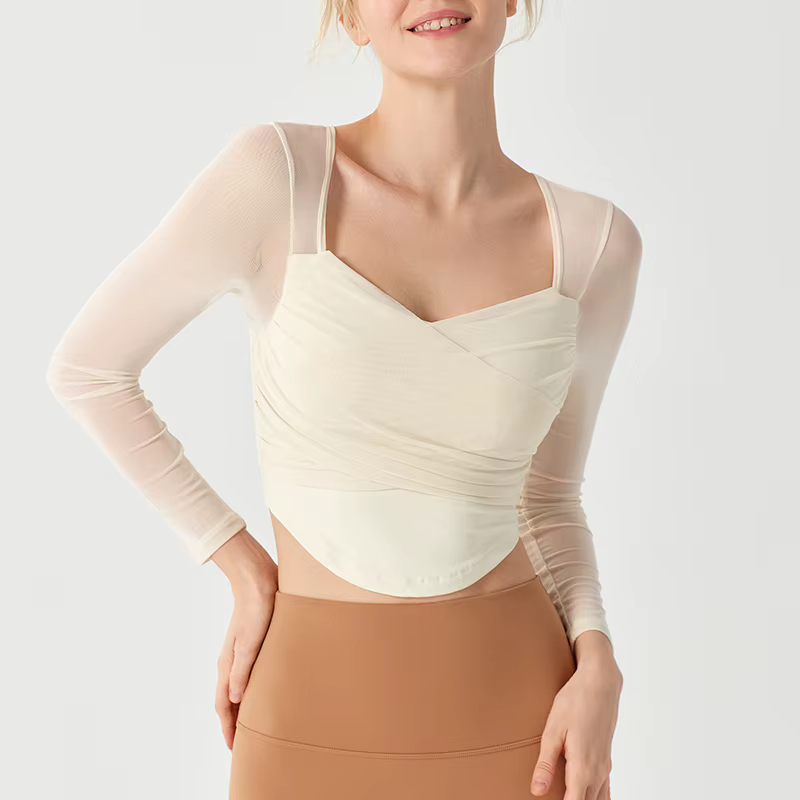 Sous-vêtements Yoga costume pour femmes nouveau Pilates à manches longues maille rouge sport séchage rapide