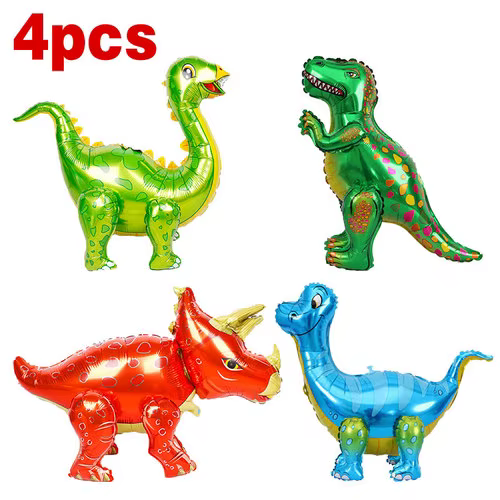 Ballon de décoration d'anniversaire dinosaure, ballon en aluminium 3D dinosaure debout, ensemble de ballons numérotés de dessin animé 1-9 pour fournitures de fête enfant garçon