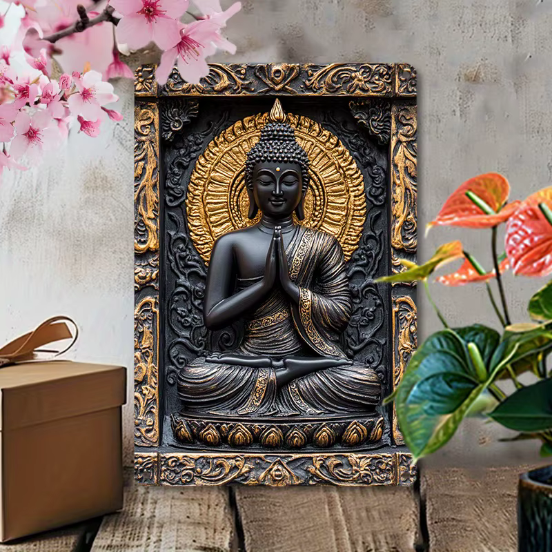 Art mural en aluminium de méditation de figure spirituelle