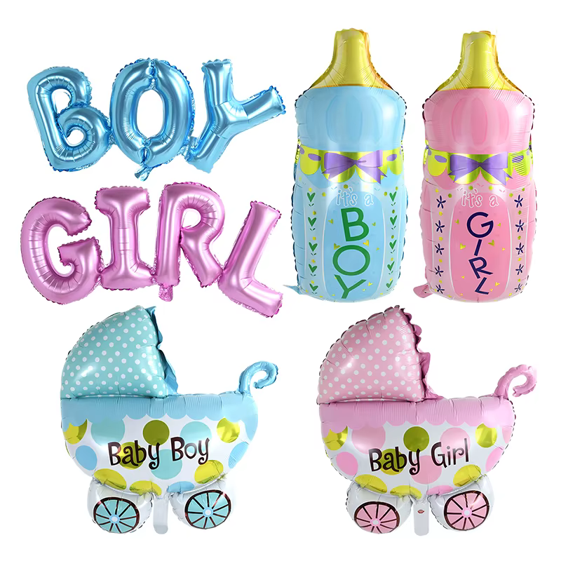 Ensemble de ballons pour réception-cadeau pour bébé, ballons en aluminium rose et bleu pour garçon et fille, ballon pour biberon, révélation du sexe, décoration de fête, cadeaux d'anniversaire pour 1e