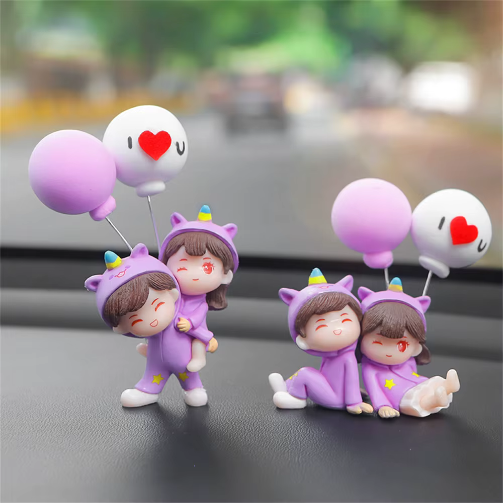 Vêtements de nuit licorne pour Couple, décoration de voiture, modèle de figurine de dessin animé, Console centrale automatique, ornements de tableau de bord, accessoires d'intérieur de voiture