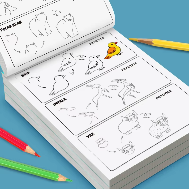 Livres de dessin pour enfants, apprenez étape par étape à dessiner tout ce qui vous plaît, tutoriel facile, cadeau créatif, ensemble d'art pour enfants