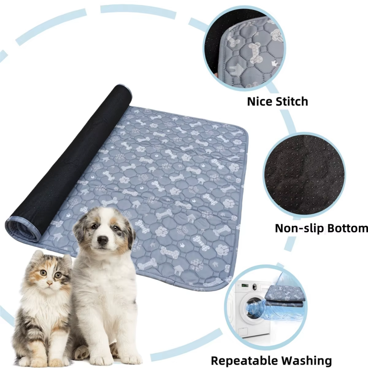 Tapis de pipi lavable pour chien, tapis d'urine réutilisable pour animaux de compagnie, imperméable, pour entraînement des chiots, pour siège de voiture, sol d'hiver