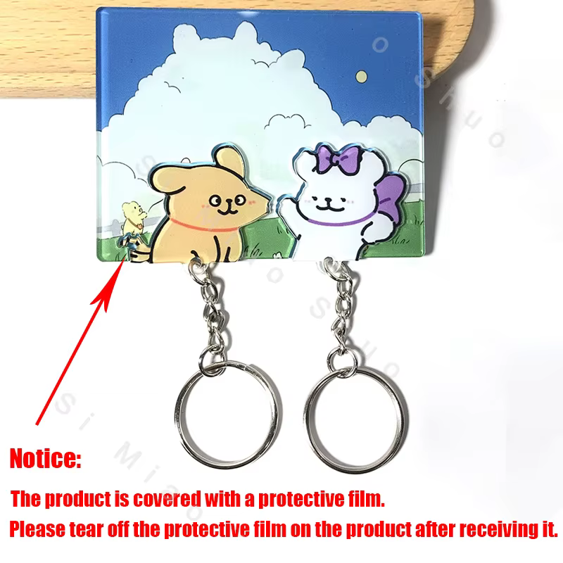 Porte-clés de Couple, cintre pour Couple, dessin animé, réfrigérateur en acrylique, décor de porte d'entrée, pendentif, accessoire de clé, décoration de maison