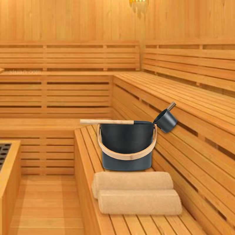 Seau de Sauna hôtel outil Portable luxueux seau de Sauna cuillère à Long manche salle de bain pratique pour douche accessoires de bain