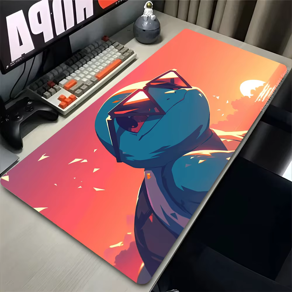 Tapis de souris Gamer PC, grand tapis de bureau XXL 900x400, accessoires de jeu pour clavier, tapis de souris Anime P-Pokemons Squirtle