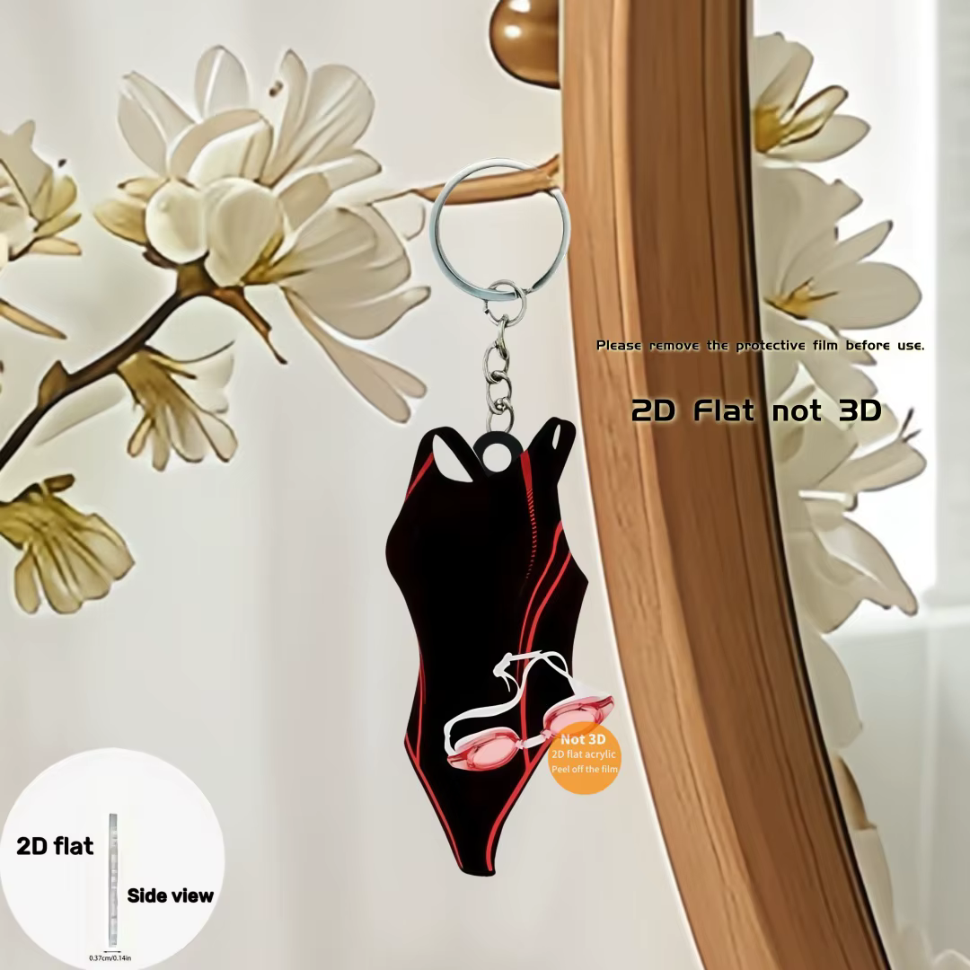 Porte-clés pendentif pour maillot de bain, thème de natation, ornement plat en acrylique 2D, breloques suspendues pour sacs, cadeau de fête, Festival à domicile