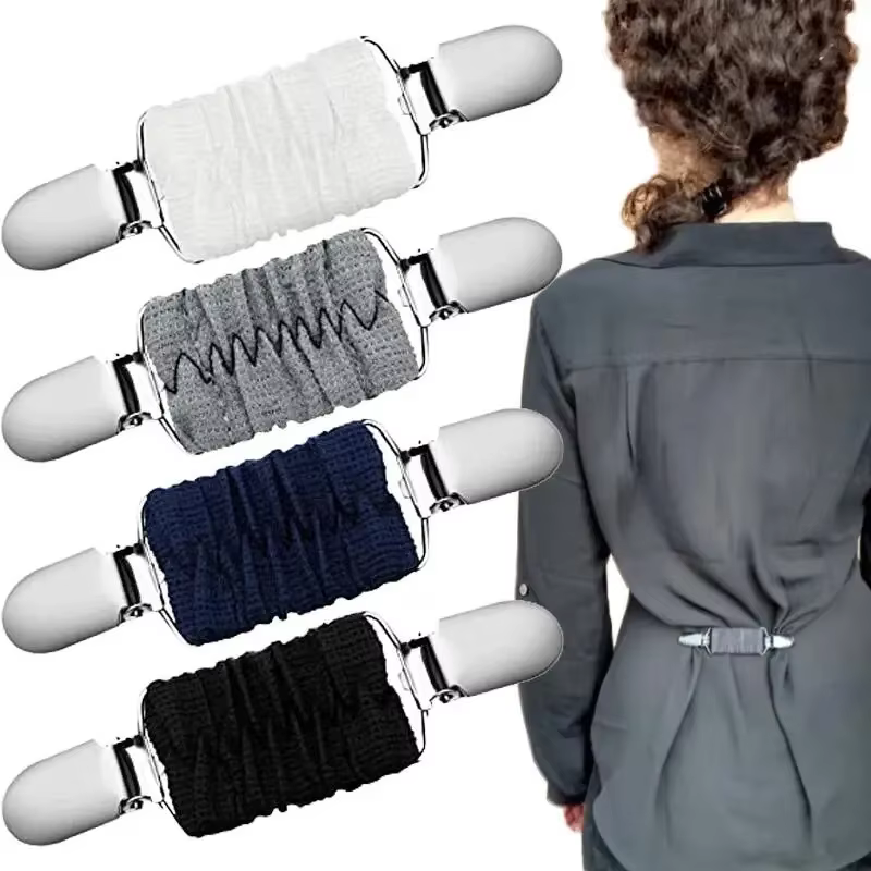 Nouvelle robe pour femmes et enfants, ensemble de clips de sangle arrière, Clip élastique, robe de serrage, col ouvert, Clip de chemise