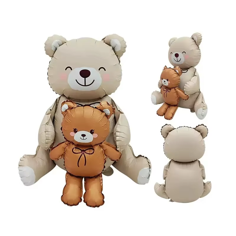 Nouveaux ballons jouets, grands ballons en film aluminium mats en forme d'ours pour la décoration de fêtes d'anniversaire d'enfants.