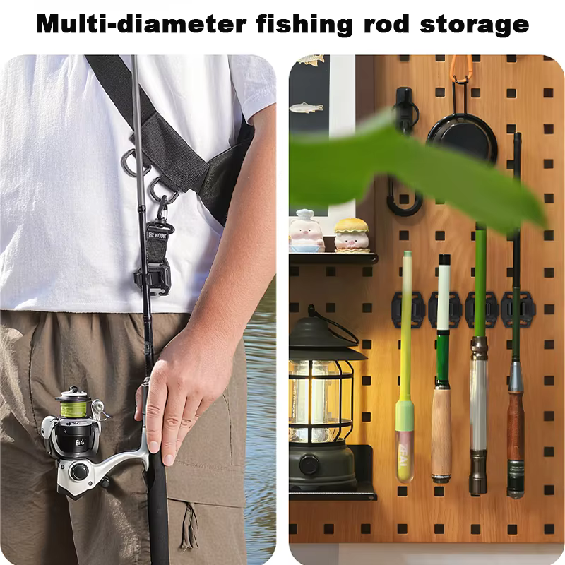 Clip de canne à poisson à sangle réglable multifonctionnelle d'extérieur avec boucle, accessoire de matériel de pêche Durable pour la pêche à la ligne