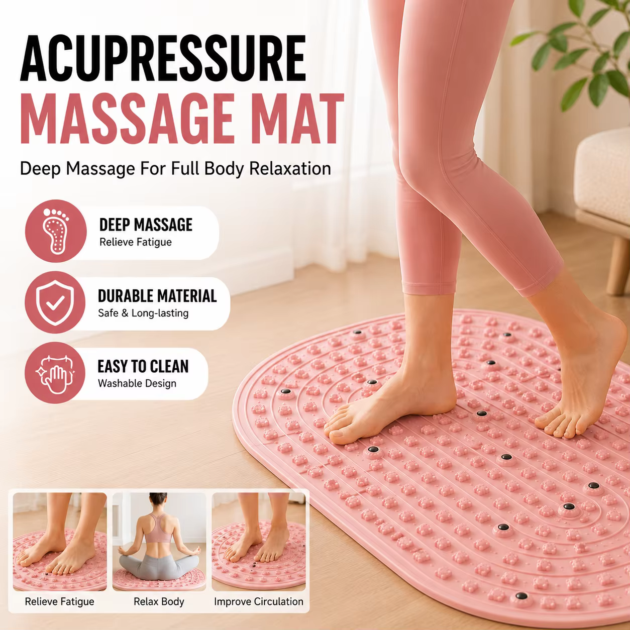 Tapis de yoga en caoutchouc amélioré 2026