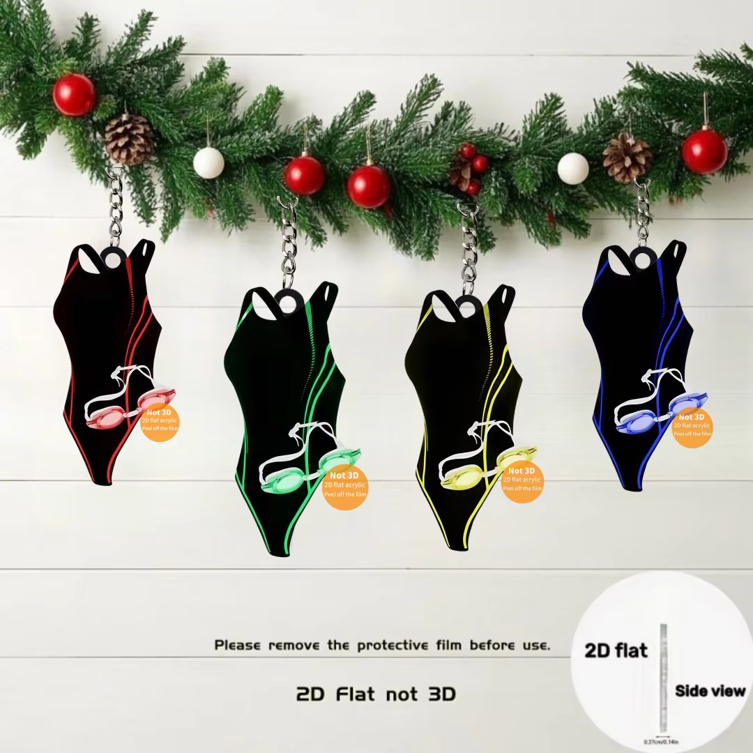 Porte-clés pendentif pour maillot de bain, thème de natation, ornement plat en acrylique 2D, breloques suspendues pour sacs, cadeau de fête, Festival à domicile