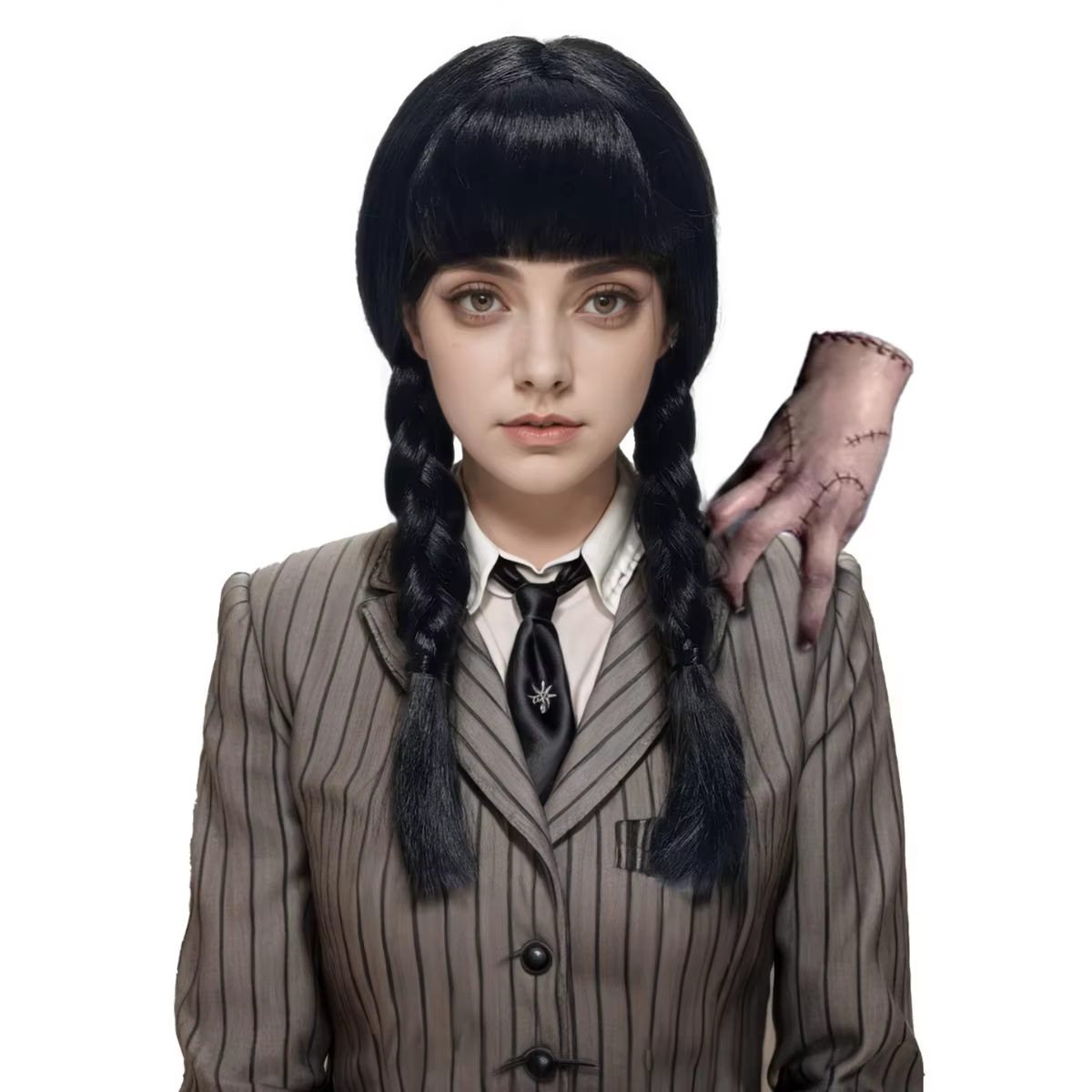 Perruque synthétique de Cosplay du mercredi addam, pour Halloween, noël, Anime, fête du poisson d'avril, série télévisée, accessoire de Costume inspiré