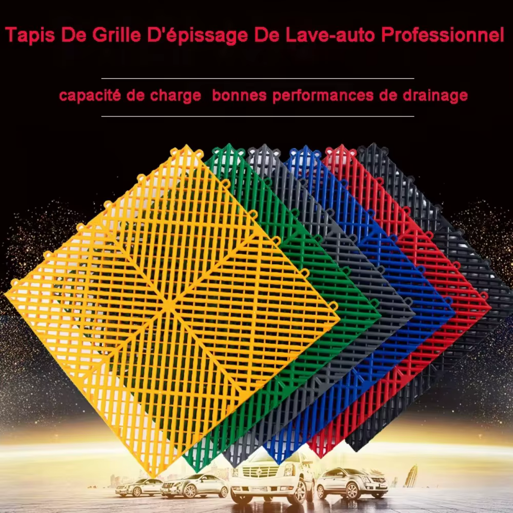 Dalles de garage antidérapantes et imperméables 400x400x18mm, dalles de garage en plastique emboîtables, tapis de drainage pour stationnement de voitures et atelier