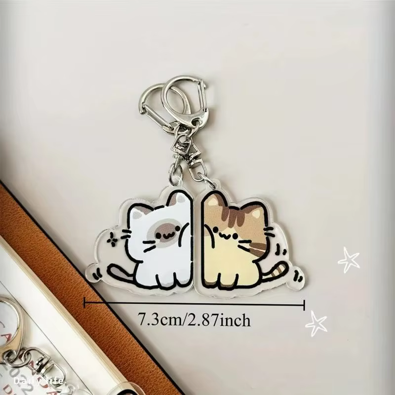 Porte-clés en peluche chat mignon, accessoire pour couple, pendentif de sac à dos, cadeau pour amis et amoureux