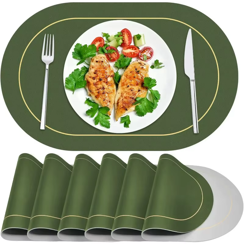 Napperons de table en cuir, napperons résistants à la chaleur, tapis de table lavables pour table à manger, décoration de café