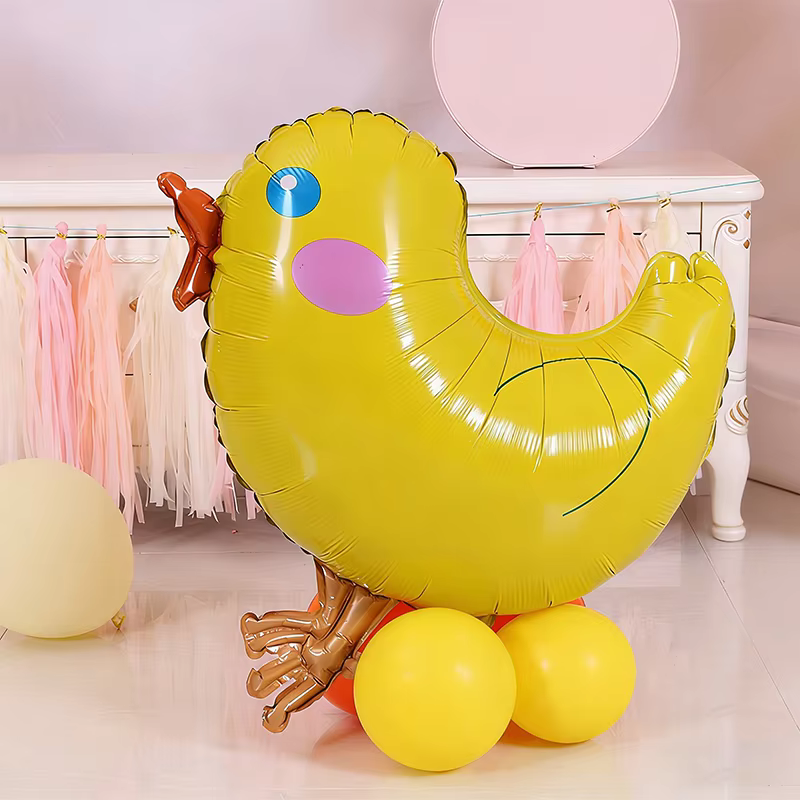 4 petits ballons en forme de poulet jaune, ballons de fête, ballons d'anniversaire, décorations de fête, adaptés aux fêtes d'anniversaire, cadeaux d'anniversaire, fêtes sur le thème du jardin, anniver