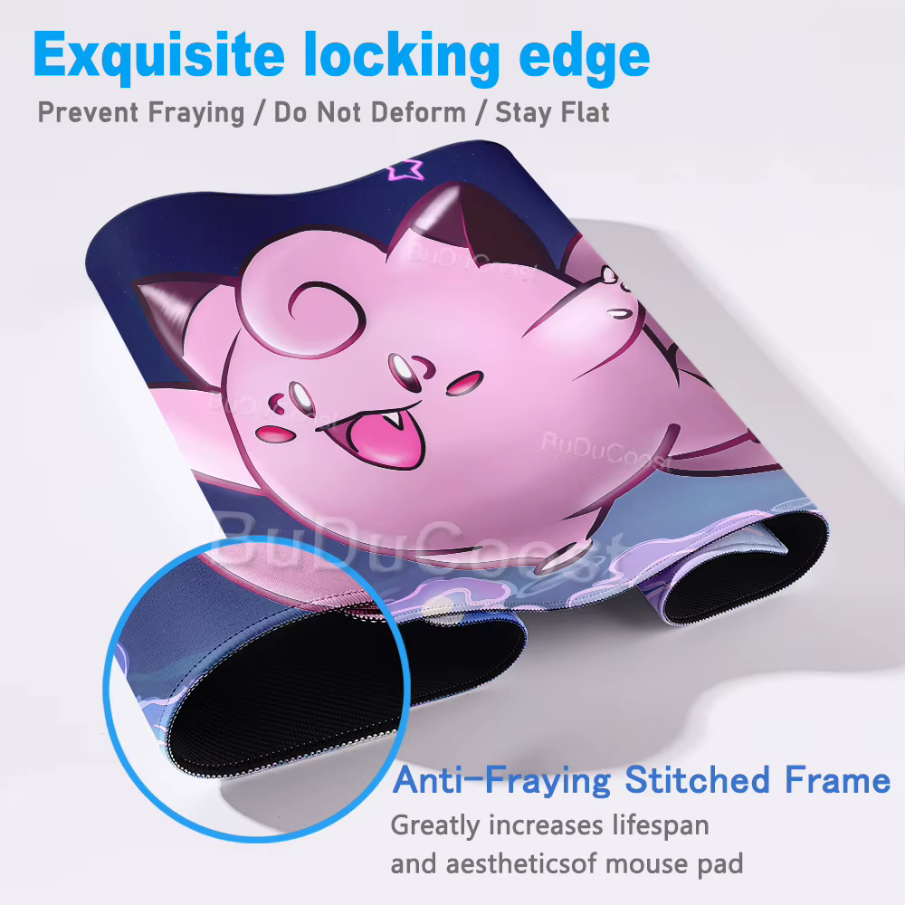 Tapis de souris Pokemon, tapis de bureau pour ordinateur portable, clavier d'anime, grand tapis de souris pour bureau, accessoires pour PC, Mega Clefable Gamer Pads