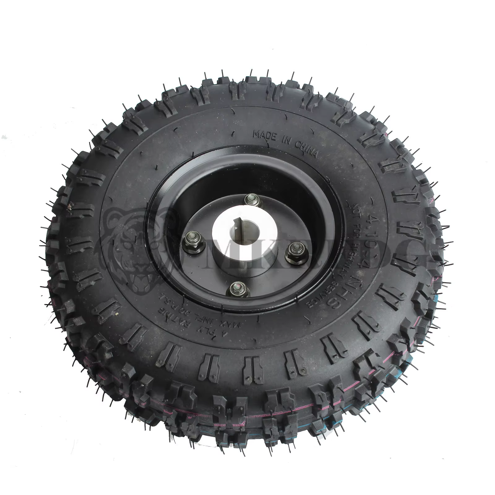 Roue Pneumatique Tout-Terrain de 10 Pouces, Trou d'Essieu de 15mm, 17mm et 19mm, pour Moteur de Fauteuil Roulant Électrique, Tondeuse à Gazon, Chariot, DIY, 4.10-4