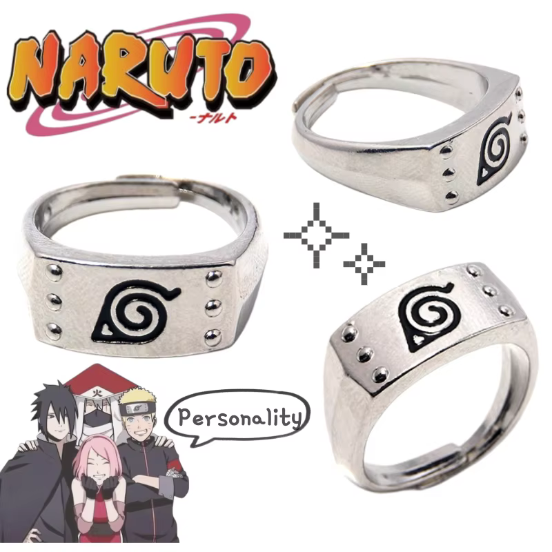 Bague Naruto Uzumaki Naruto et Uchiha Sasuke, design de dessin animé élégant, unique, portable, attrayant, taille réglable, cadeau pour couple