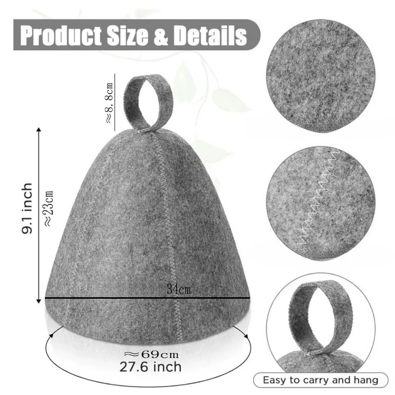 Chapeaux de sauna, casquettes de sauna, accessoires de sauna, chapeau de sauna en feutre pour hommes et femmes, casquette de sauna à vapeur pour la maison et la salle de vapeur