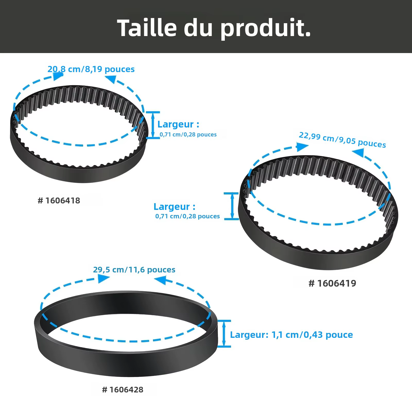 Jeu de courroies de remplacement pour nettoyeur de tapis pour animaux de compagnie Bissell ProHeat 2X Revolution, série 1548,1551,1551W,1550