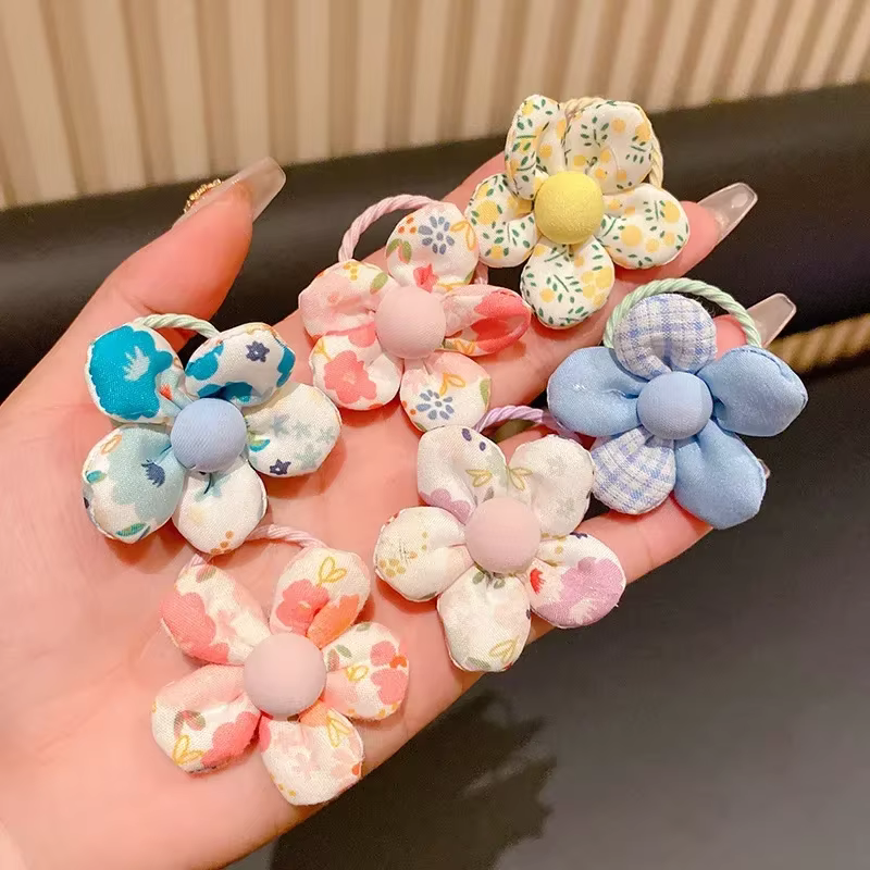 10 pièces/ensemble nouveau bébé fille couleurs mignonnes fleur bandes de cheveux élastique pour queue de cheval enfants chouchous doux en caoutchouc enfants accessoires de cheveux