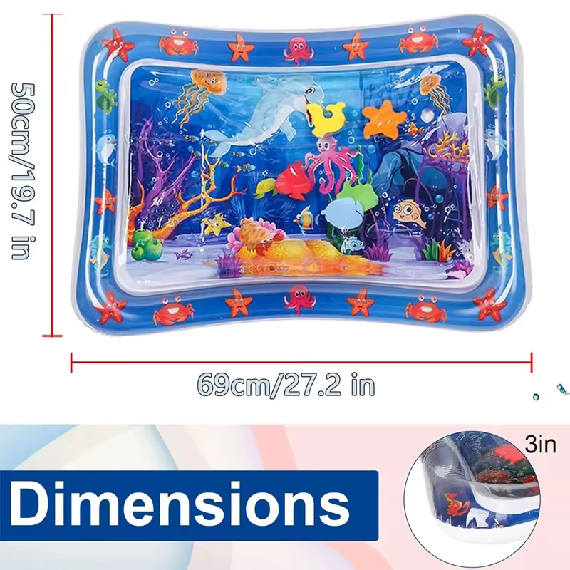 Tapis de jeu sensoriel d'eau tapis d'eau gonflable épaissi pour chat et chien tapis de jeu pour animaux de compagnie avec poisson mer océan thème jouet sensoriel eau