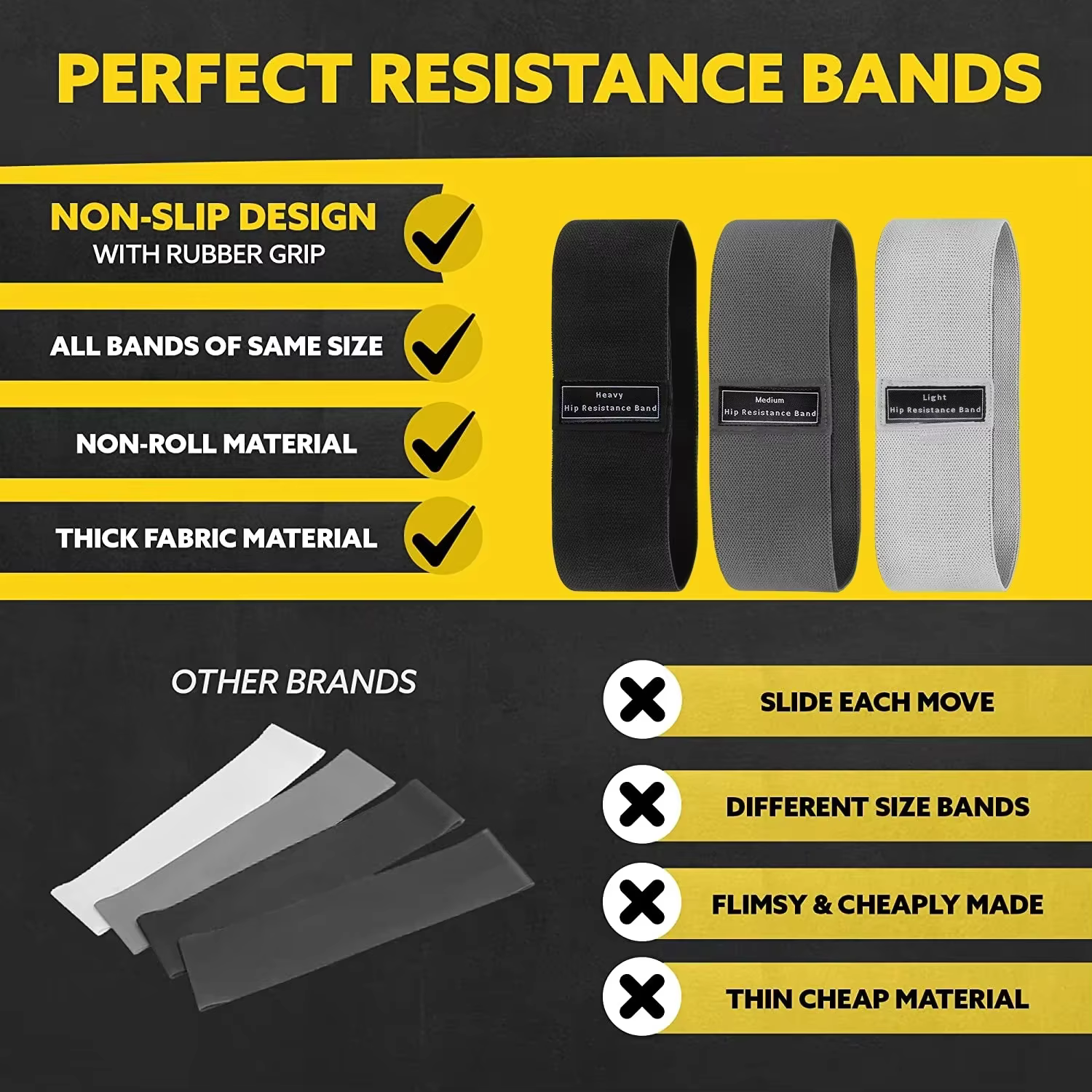 Bandes de Résistance Élastiques en Tissu pour Fessiers et Cuisses