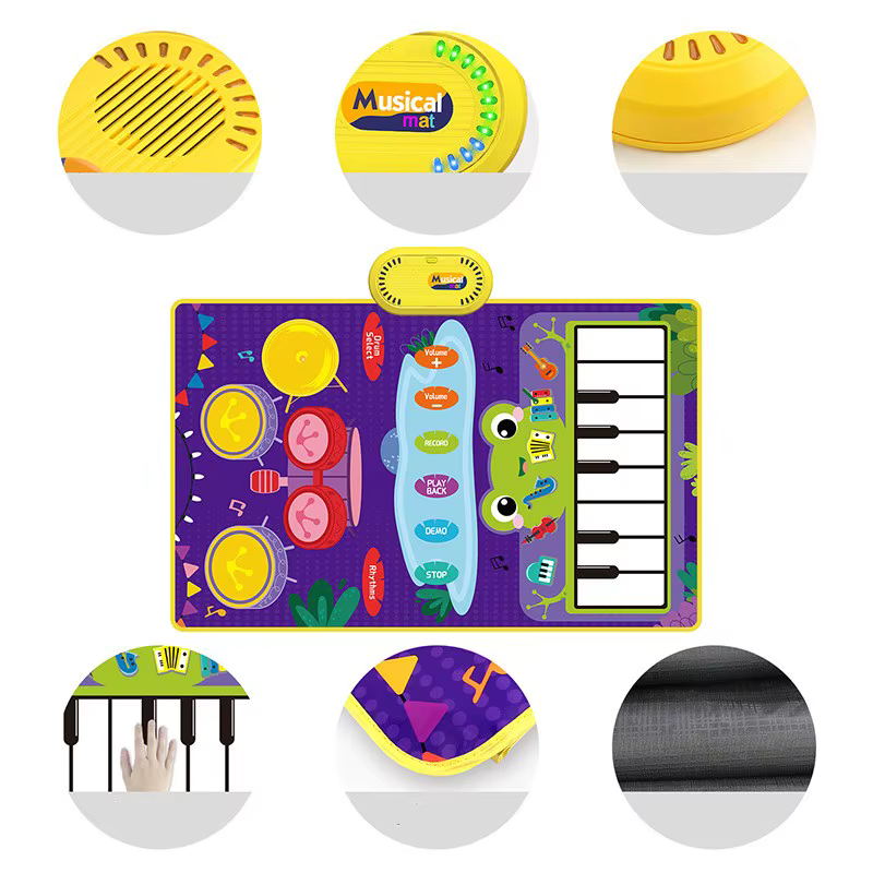 Tapis de jeu 2 en 1 pour bébé, tambour de Piano Musical, pour enfants en bas âge, tapis de danse pour clavier de sol avec sons, jouet pour bébé, couverture musicale