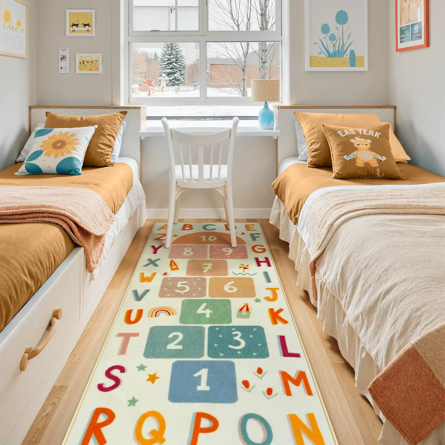 Tapis de jeu pour enfants lavable, coloré, avec lettres ABC et chiffres, tapis éducatif antidérapant pour salle de jeux, chambre et crèche