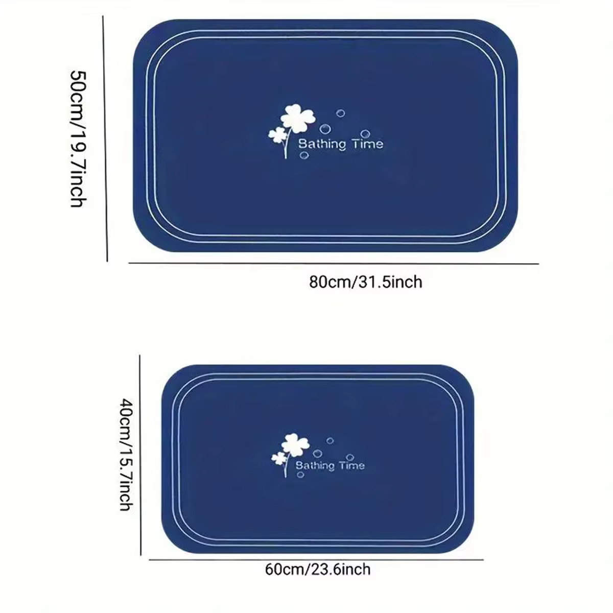 Tapis de salle de bain antidérapant carré – Tapis imprimé en terre de diatomées (convient aux salles de bain, aux toilettes et aux entrées)