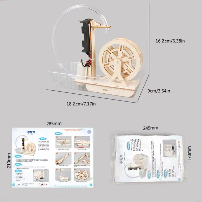 Ensemble modèles roues à eau en bois, assemblage pratique, jouet éducatif pour enfants, démonstration en classe, physique