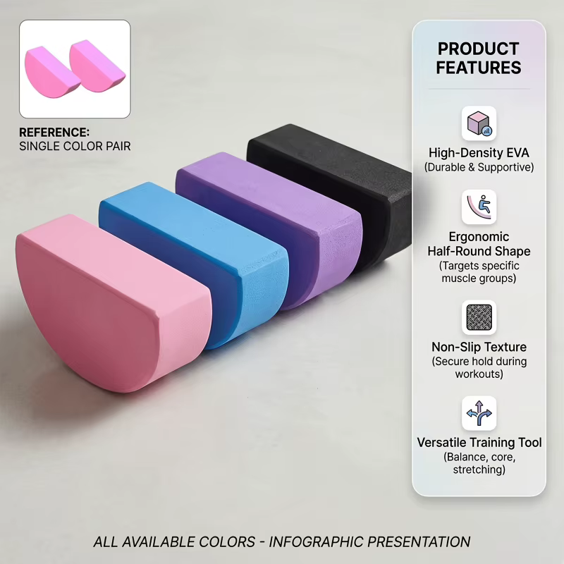 Lot de 2 blocs de yoga demi-ronds souples pour femmes
