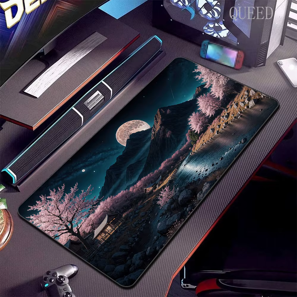 Tapis de souris paysage de montagne, 900x400, grand tapis de souris, tapis de clavier d'ordinateur, bureau PC, grande table, polymères