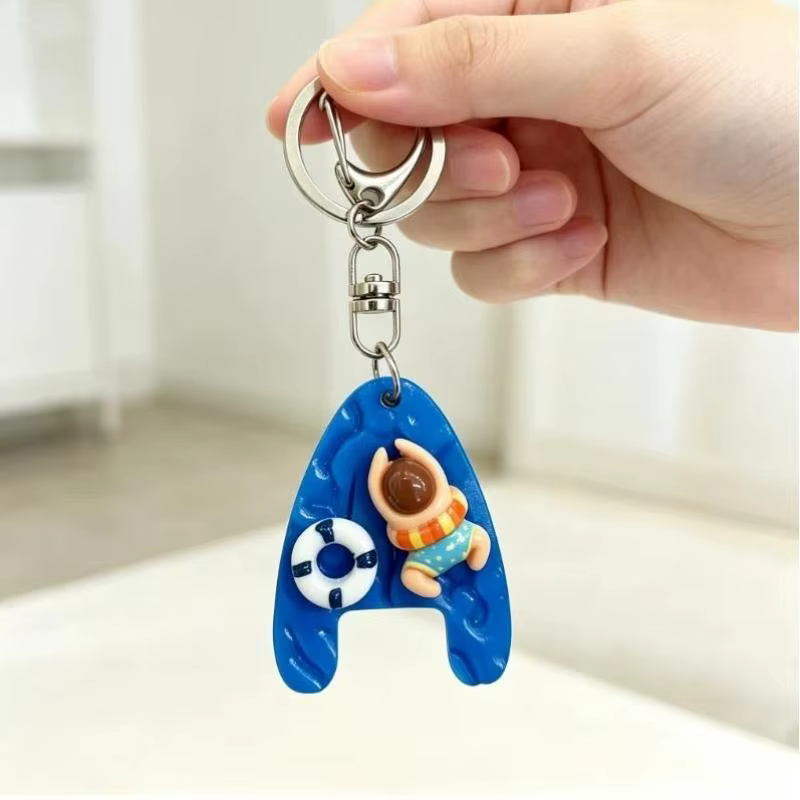 Porte-clés Fille Nageuse Mignonne de Dessin Animé, Pendentif de Natation Facile à Transporter, Accessoire Clé Thème Été pour le Voyage