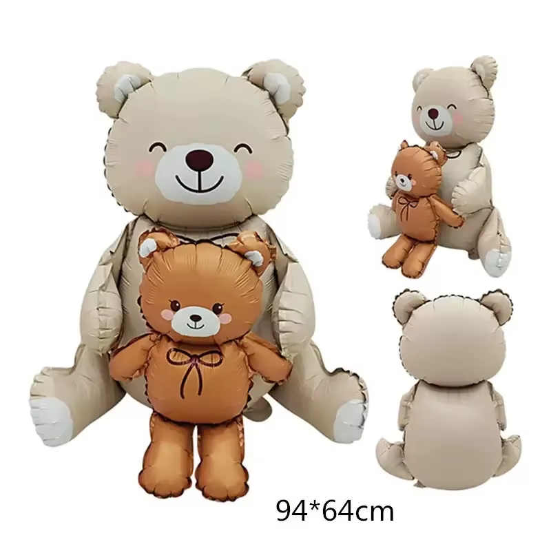 Nouveaux ballons jouets, grands ballons en film aluminium mats en forme d'ours pour la décoration de fêtes d'anniversaire d'enfants.
