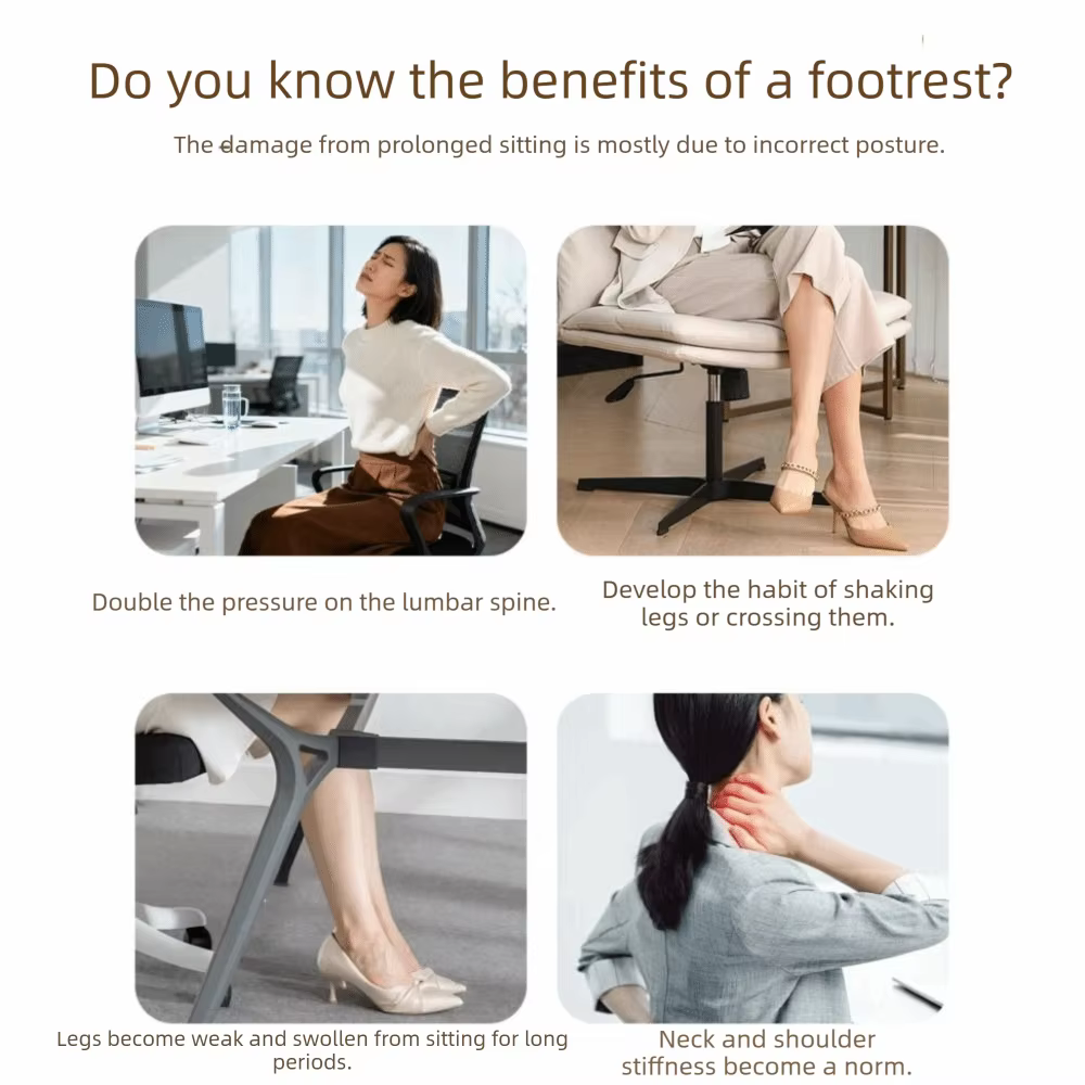 Repose-pieds ergonomique sous le bureau, base antidérapante, 6 niveaux, repose-jambes creux et confortable pour bureau d'ordinateur