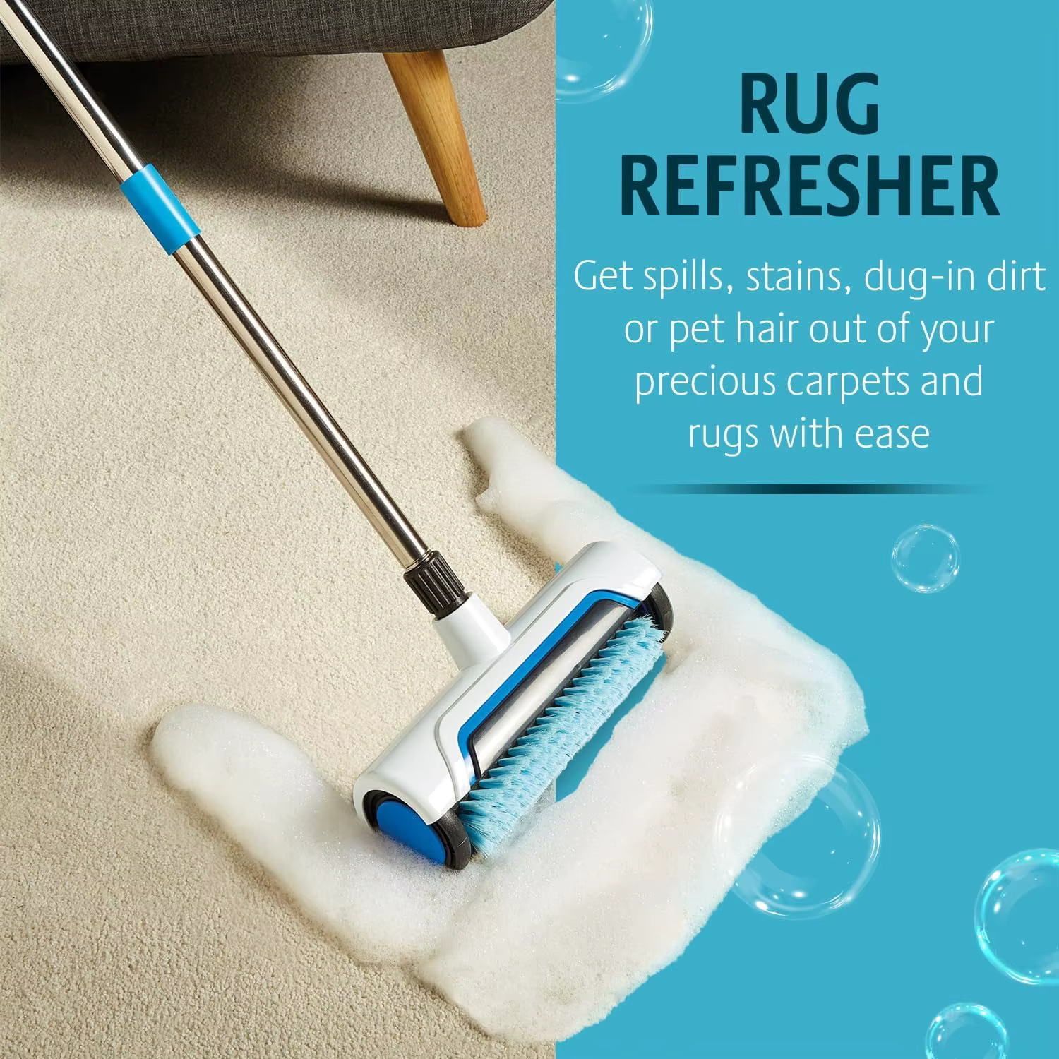 1 Brosse de nettoyage de tapis verticale manuelle, nettoyant en profondeur pour la maison et le bureau