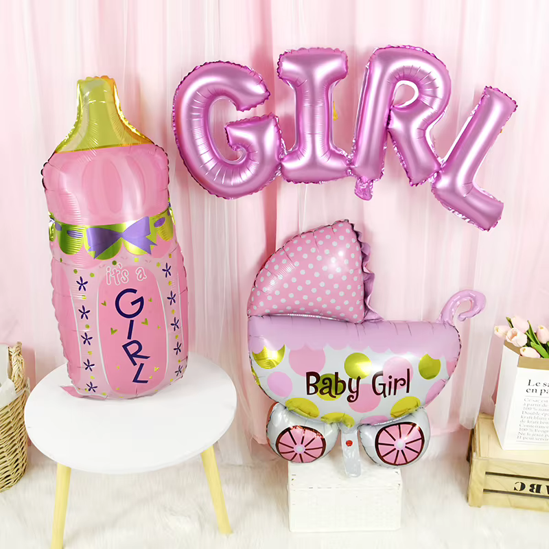 Ensemble de ballons pour réception-cadeau pour bébé, ballons en aluminium rose et bleu pour garçon et fille, ballon pour biberon, révélation du sexe, décoration de fête, cadeaux d'anniversaire pour 1e