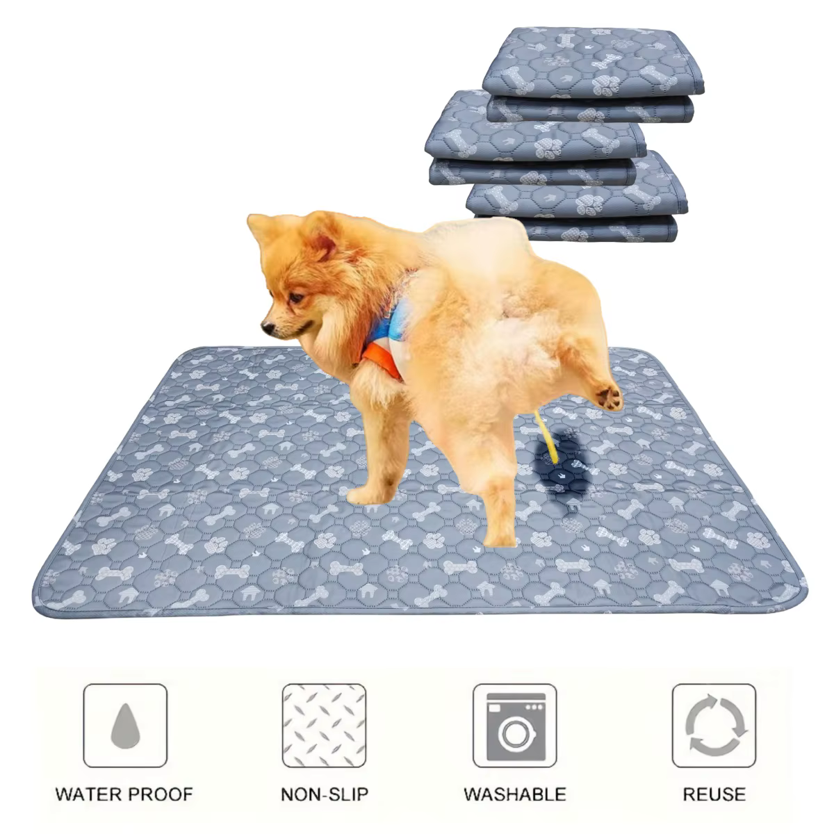 Tapis de pipi lavable pour chien, tapis d'urine réutilisable pour animaux de compagnie, imperméable, pour entraînement des chiots, pour siège de voiture, sol d'hiver