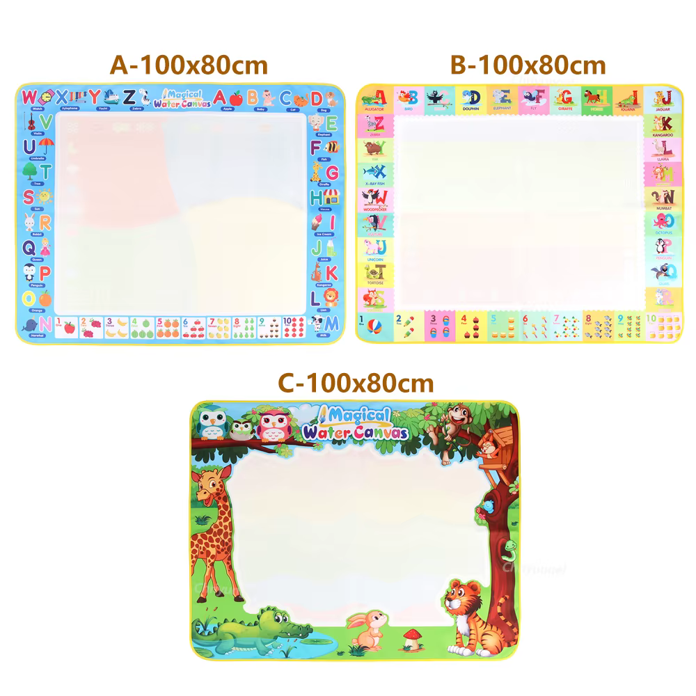 Tapis de dessin à l'eau magique 100x80CM, avec stylos magiques réutilisables, planche de peinture Doodle Montessori, jouets éducatifs, cadeaux pour enfants 39x31 pouces
