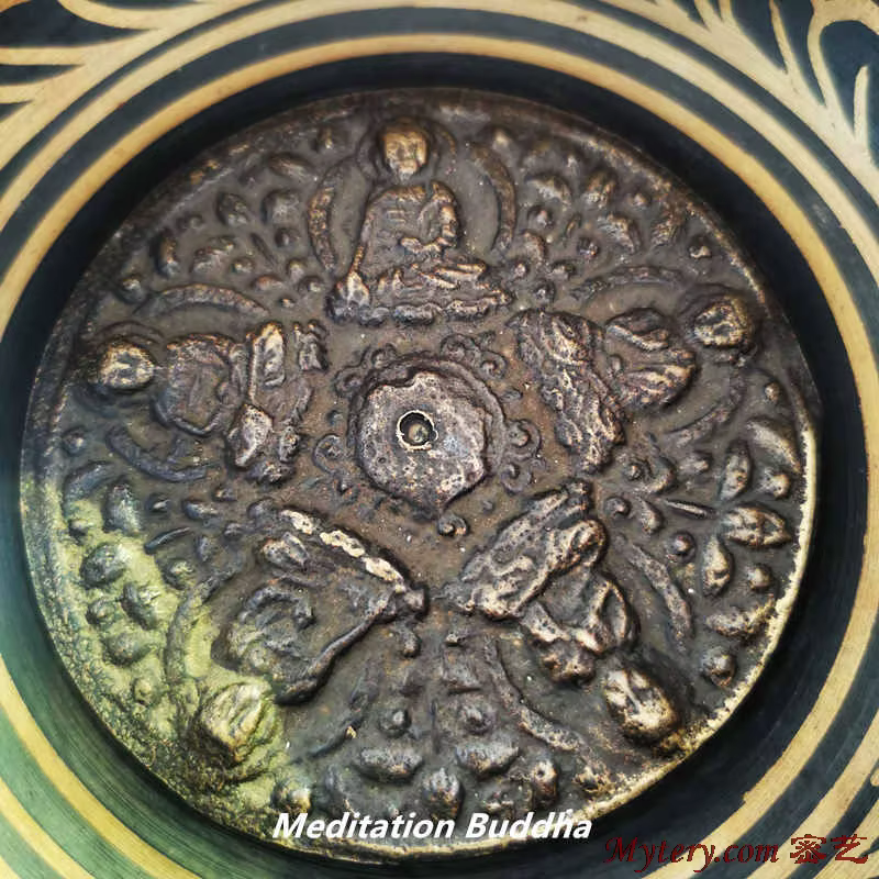 Instruments de musique de méditation de guérison de Yoga bol chantant tibétain cinq bouddhes en laiton 10cm 14cm 17cm