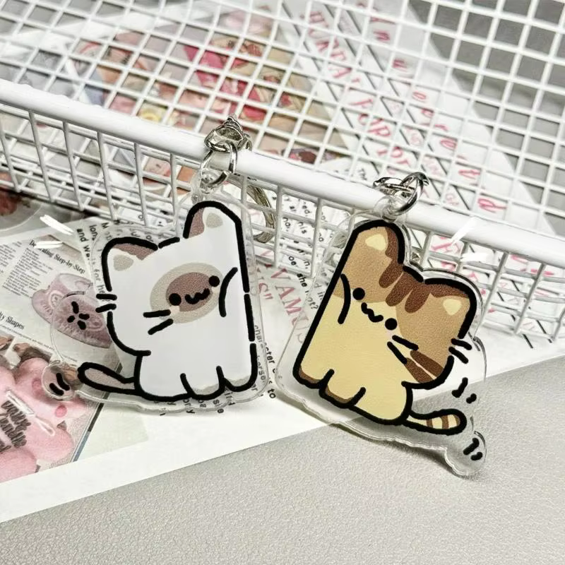 Porte-clés en peluche chat mignon, accessoire pour couple, pendentif de sac à dos, cadeau pour amis et amoureux