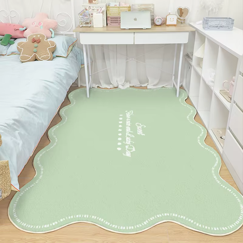 Tapis en Peluche Irrégulier pour Décoration de Salon, Minimalisme Moderne, Solide, Moelleux, Doux, pour Chambre à Coucher, Maison, Polymères Lavables